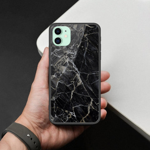 iPhone 11 - Black Marble Series  - HQ Ultra Shine Premium Infinity Glass Soft Silicon Borders Case