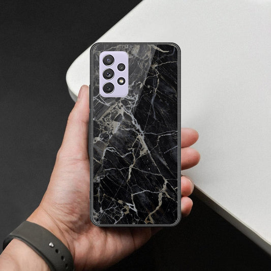 Samsung Galaxy A72 Cover - Black Marble Series  - HQ Ultra Shine Premium Infinity Glass Soft Silicon Borders Case