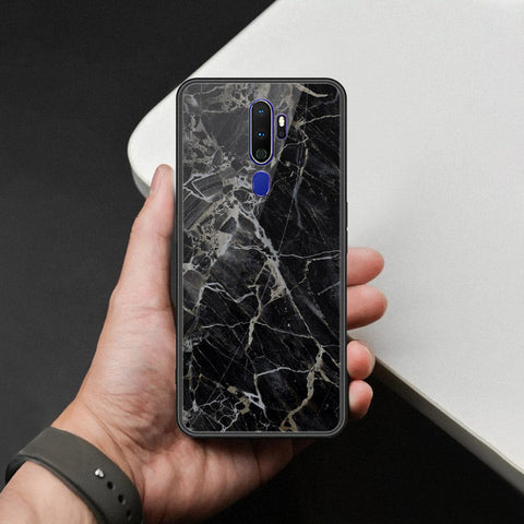 Oppo A5 2020 Cover - Black Marble Series  - HQ Ultra Shine Premium Infinity Glass Soft Silicon Borders Case