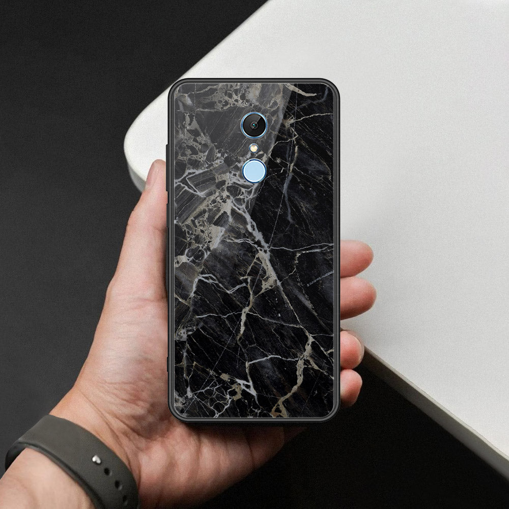Xiaomi Redmi 5 Cover - Black Marble Series  - HQ Ultra Shine Premium Infinity Glass Soft Silicon Borders Case