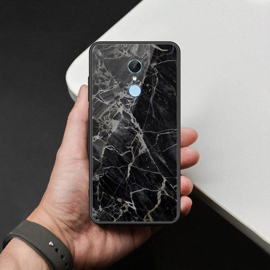 Xiaomi Redmi 5 Cover - Black Marble Series  - HQ Ultra Shine Premium Infinity Glass Soft Silicon Borders Case
