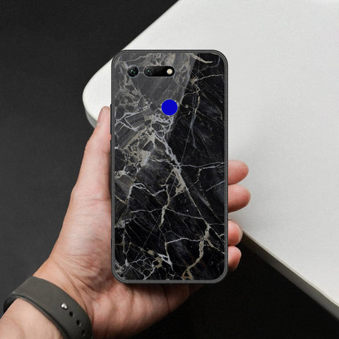 Huawei Honor View 20 Cover - Black Marble Series  - HQ Ultra Shine Premium Infinity Glass Soft Silicon Borders Case