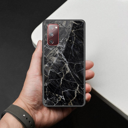 Samsung Galaxy S20 FE Cover - Black Marble Series  - HQ Ultra Shine Premium Infinity Glass Soft Silicon Borders Case