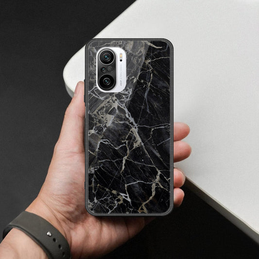 Xiaomi Redmi K40 Cover - Black Marble Series  - HQ Ultra Shine Premium Infinity Glass Soft Silicon Borders Case