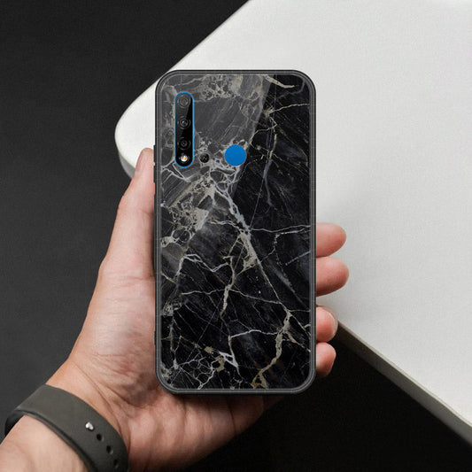 Huawei P20 Lite 2019 Cover - Black Marble Series  - HQ Ultra Shine Premium Infinity Glass Soft Silicon Borders Case