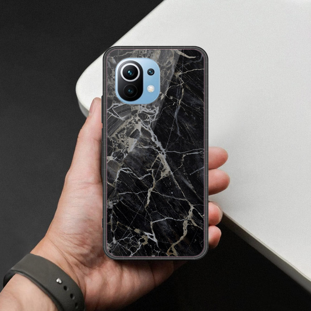 Xiaomi Mi 11 Cover - Black Marble Series  - HQ Ultra Shine Premium Infinity Glass Soft Silicon Borders Case