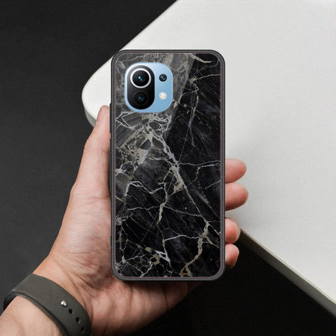 Xiaomi Mi 11 Cover - Black Marble Series  - HQ Ultra Shine Premium Infinity Glass Soft Silicon Borders Case