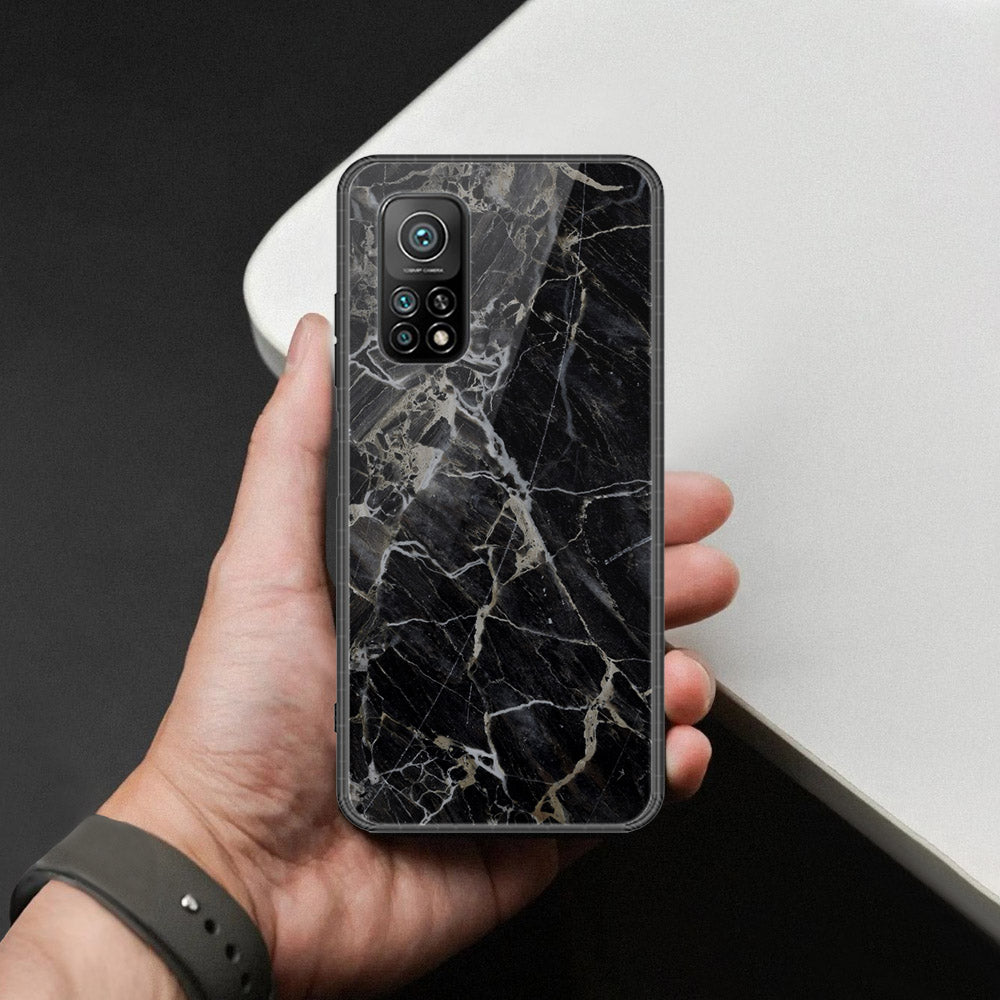 Xiaomi Mi 10T Pro Cover - Black Marble Series  - HQ Ultra Shine Premium Infinity Glass Soft Silicon Borders Case