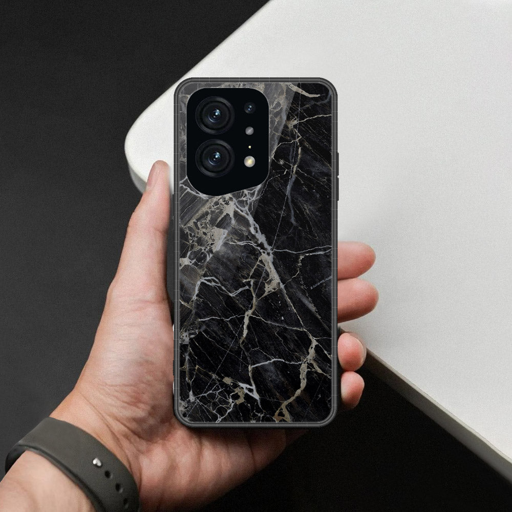 Oppo Find X5 Pro Cover - Black Marble Series  - HQ Ultra Shine Premium Infinity Glass Soft Silicon Borders Case