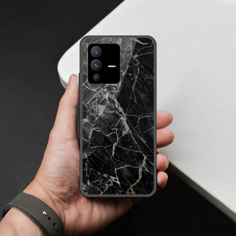 Vivo S12 Cover - Black Marble Series  - HQ Ultra Shine Premium Infinity Glass Soft Silicon Borders Case