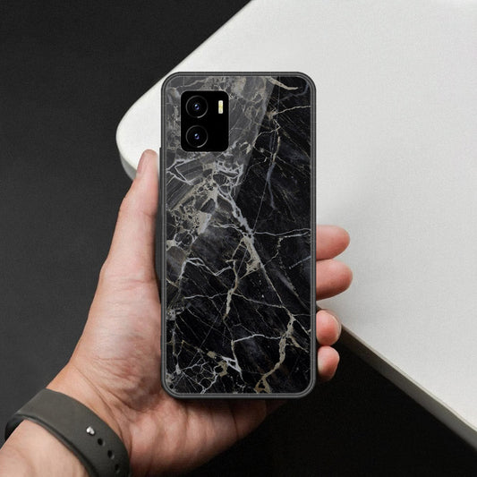 Vivo Y32t Cover - Black Marble Series  - HQ Ultra Shine Premium Infinity Glass Soft Silicon Borders Case