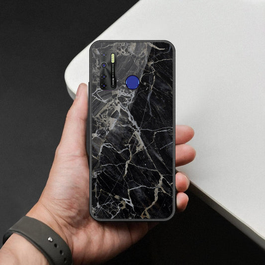 Tecno Spark 5 Pro Cover - Black Marble Series  - HQ Ultra Shine Premium Infinity Glass Soft Silicon Borders Case