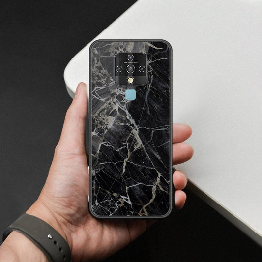 Tecno Camon 16 Pro Cover - Black Marble Series  - HQ Ultra Shine Premium Infinity Glass Soft Silicon Borders Case