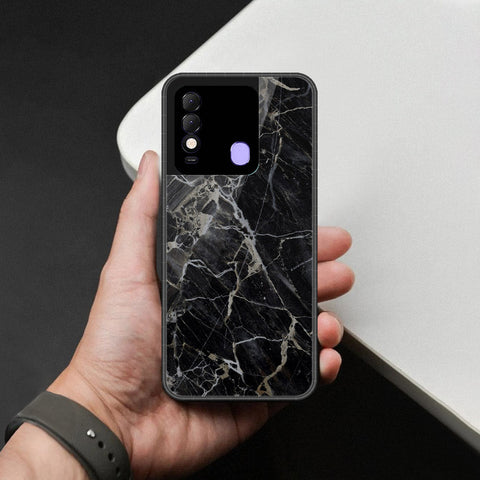 Tecno Spark 8 Cover - Black Marble Series  - HQ Ultra Shine Premium Infinity Glass Soft Silicon Borders Case