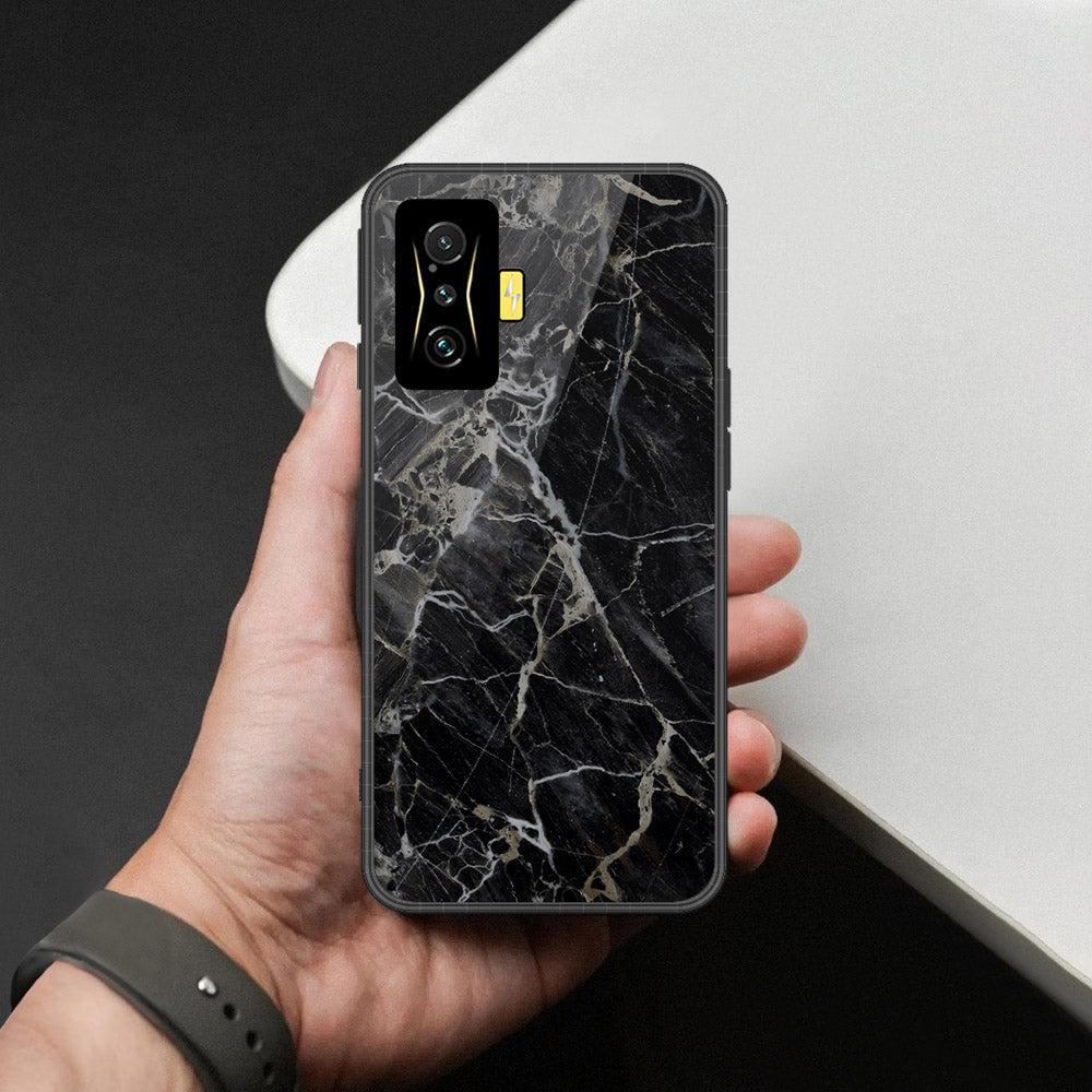 Xiaomi Poco F4 GT Cover - Black Marble Series  - HQ Ultra Shine Premium Infinity Glass Soft Silicon Borders Case