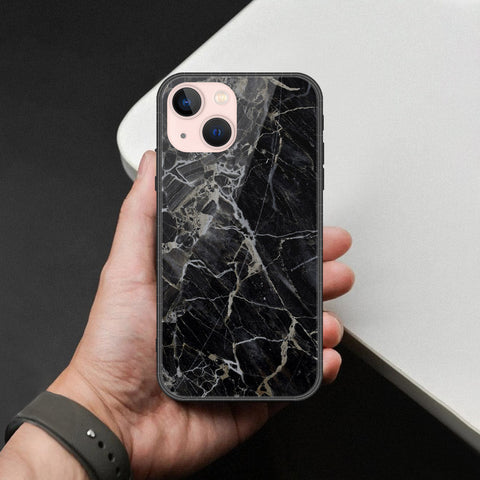 iPhone 14 - Black Marble Series  - HQ Ultra Shine Premium Infinity Glass Soft Silicon Borders Case