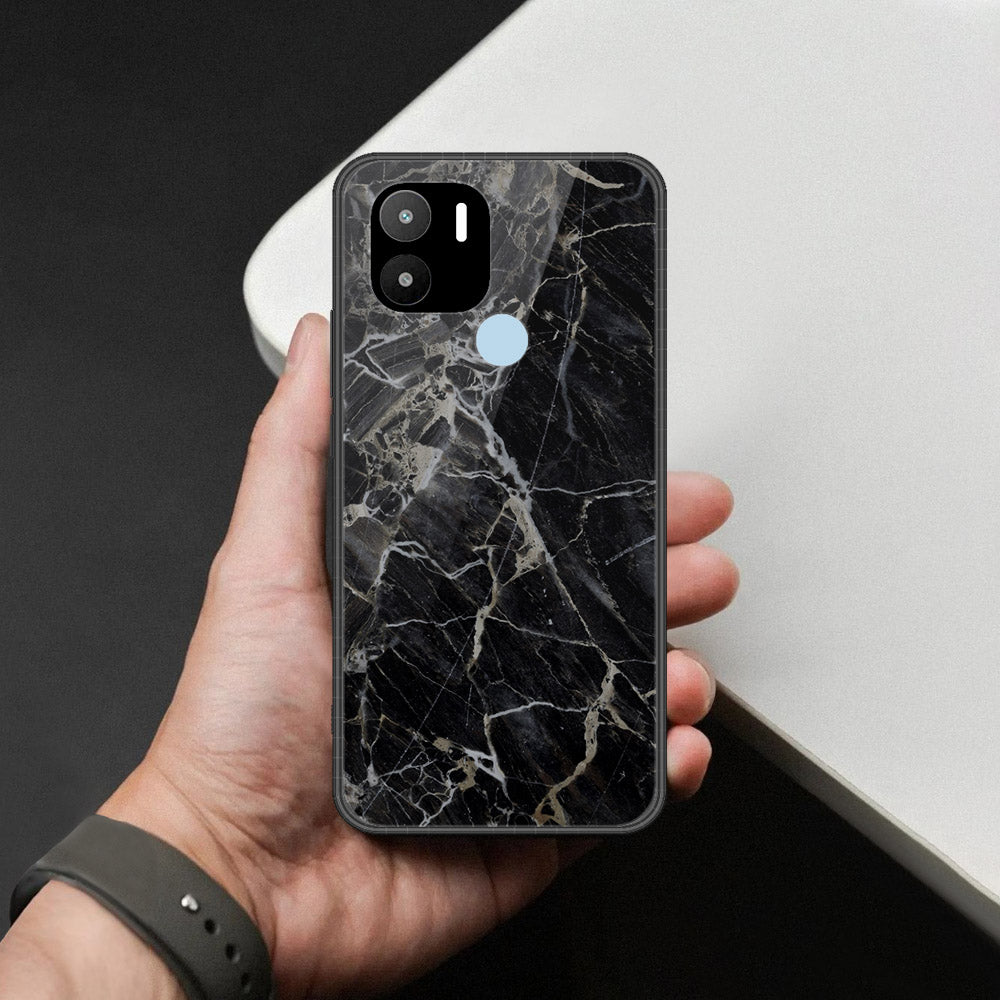 Xiaomi Redmi A2 Plus Cover - Black Marble Series  - HQ Ultra Shine Premium Infinity Glass Soft Silicon Borders Case