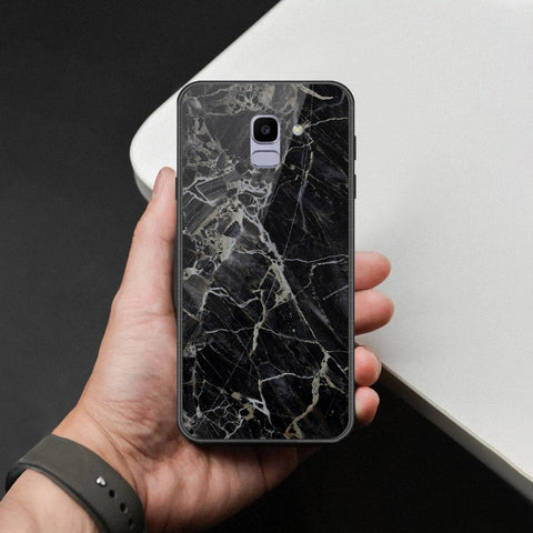 Samsung Galaxy J6 2018 Cover - Black Marble Series  - HQ Ultra Shine Premium Infinity Glass Soft Silicon Borders Case