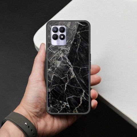 Realme 8i Cover - Black Marble Series  - HQ Ultra Shine Premium Infinity Glass Soft Silicon Borders Case