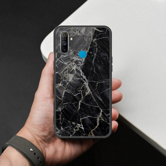 Realme C3 Cover - Black Marble Series  - HQ Ultra Shine Premium Infinity Glass Soft Silicon Borders Case