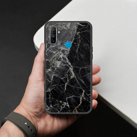 Realme C3 Cover - Black Marble Series  - HQ Ultra Shine Premium Infinity Glass Soft Silicon Borders Case