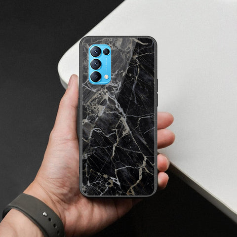 Oppo Reno 5 4G Cover - Black Marble Series  - HQ Ultra Shine Premium Infinity Glass Soft Silicon Borders Case