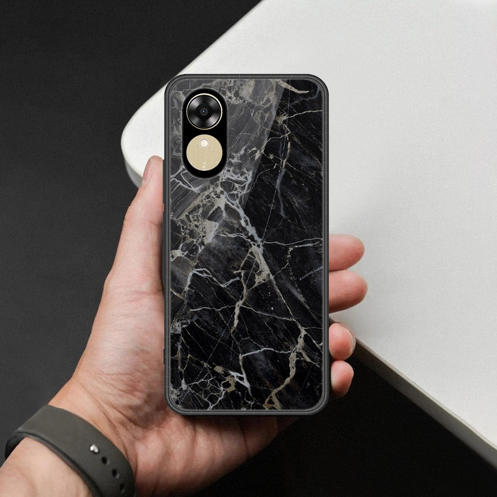 Oppo A17k Cover - Black Marble Series  - HQ Ultra Shine Premium Infinity Glass Soft Silicon Borders Case