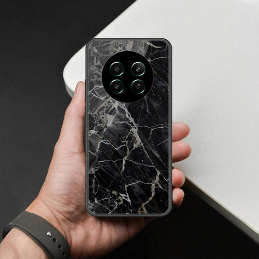 Realme P1 Speed Cover - Black Marble Series  - HQ Ultra Shine Premium Infinity Glass Soft Silicon Borders Case