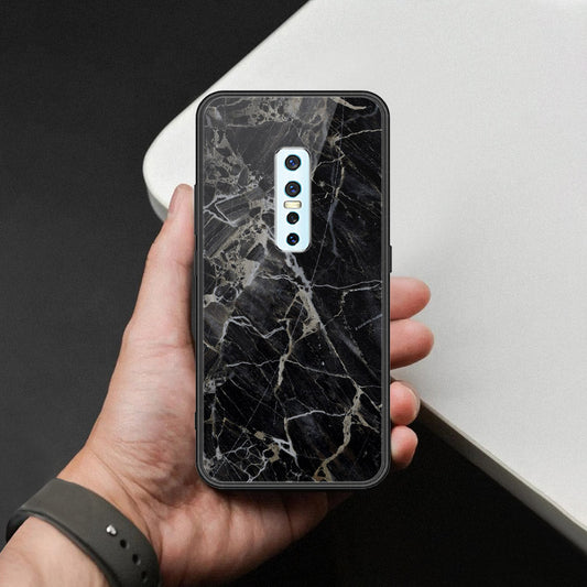 Vivo V17 Pro Cover - Black Marble Series  - HQ Ultra Shine Premium Infinity Glass Soft Silicon Borders Case