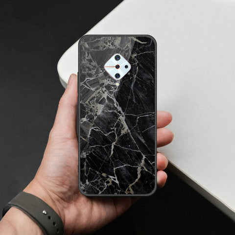 Vivo Y9s Cover - Black Marble Series  - HQ Ultra Shine Premium Infinity Glass Soft Silicon Borders Case