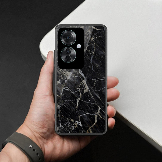 Oppo Reno 11F 5G Cover - Black Marble Series  - HQ Ultra Shine Premium Infinity Glass Soft Silicon Borders Case