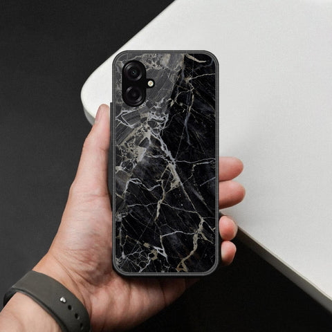 Samsung Galaxy M07 Cover - Black Marble Series  - HQ Ultra Shine Premium Infinity Glass Soft Silicon Borders Case