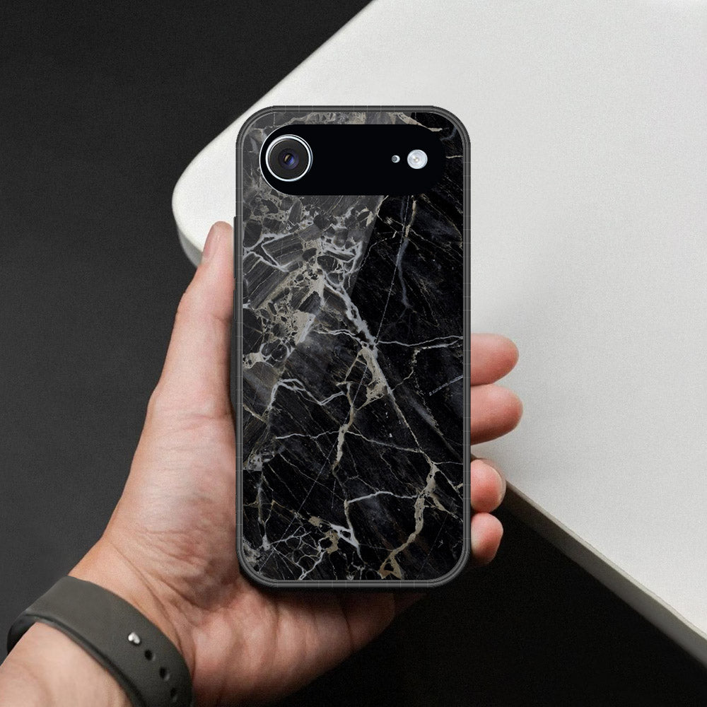 iPhone 18 Air - Black Marble Series  - HQ Ultra Shine Premium Infinity Glass Soft Silicon Borders Case