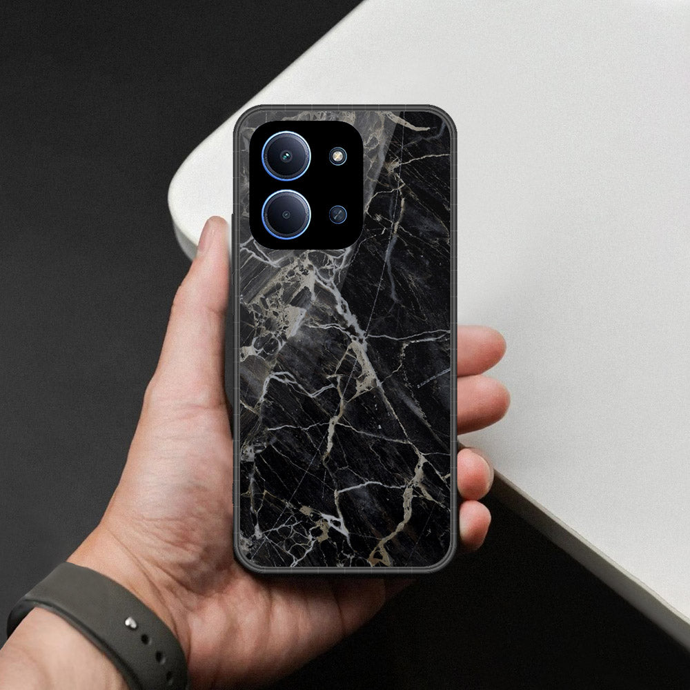 Xiaomi Poco C85 4G - Black Marble Series  - HQ Ultra Shine Premium Infinity Glass Soft Silicon Borders Case