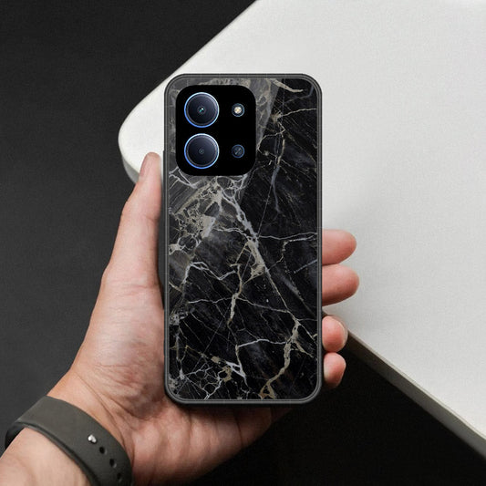 Xiaomi Poco C85 4G - Black Marble Series  - HQ Ultra Shine Premium Infinity Glass Soft Silicon Borders Case