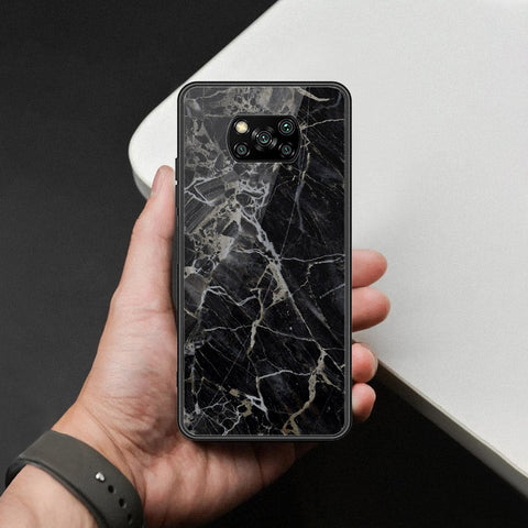 Xiaomi Poco X3 Cover - Black Marble Series  - HQ Ultra Shine Premium Infinity Glass Soft Silicon Borders Case