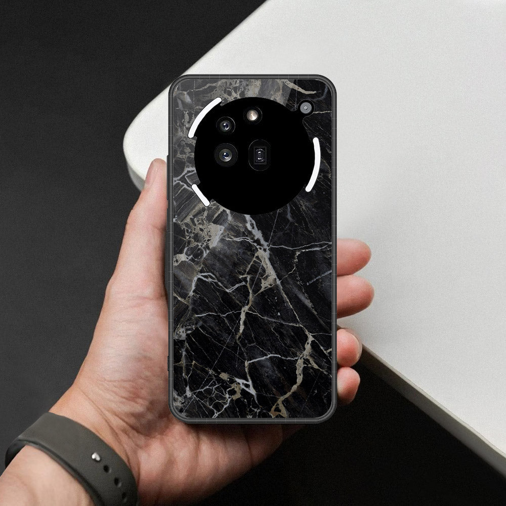 Nothing Phone 3a Pro Cover - Black Marble Series  - HQ Ultra Shine Premium Infinity Glass Soft Silicon Borders Case