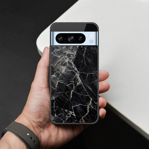 Google Pixel 8 Pro Cover - Black Marble Series  - HQ Ultra Shine Premium Infinity Glass Soft Silicon Borders Case