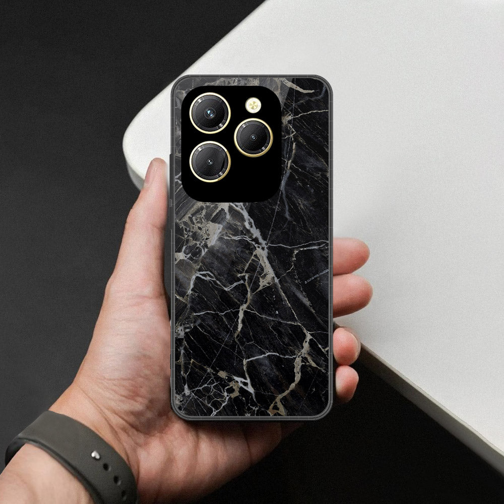 Tecno Spark 20 Pro Cover - Black Marble Series  - HQ Ultra Shine Premium Infinity Glass Soft Silicon Borders Case