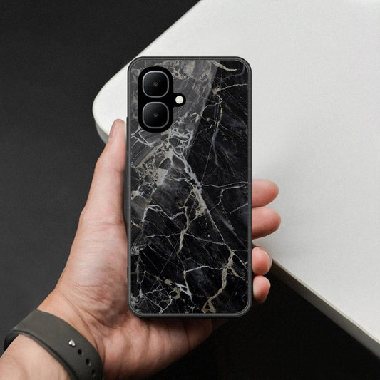 Tecno Spark Go 2 Cover - Black Marble Series  - HQ Ultra Shine Premium Infinity Glass Soft Silicon Borders Case