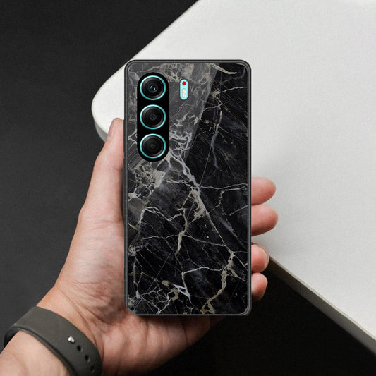 Tecno Camon 40 Pro 5G Cover - Black Marble Series  - HQ Ultra Shine Premium Infinity Glass Soft Silicon Borders Case