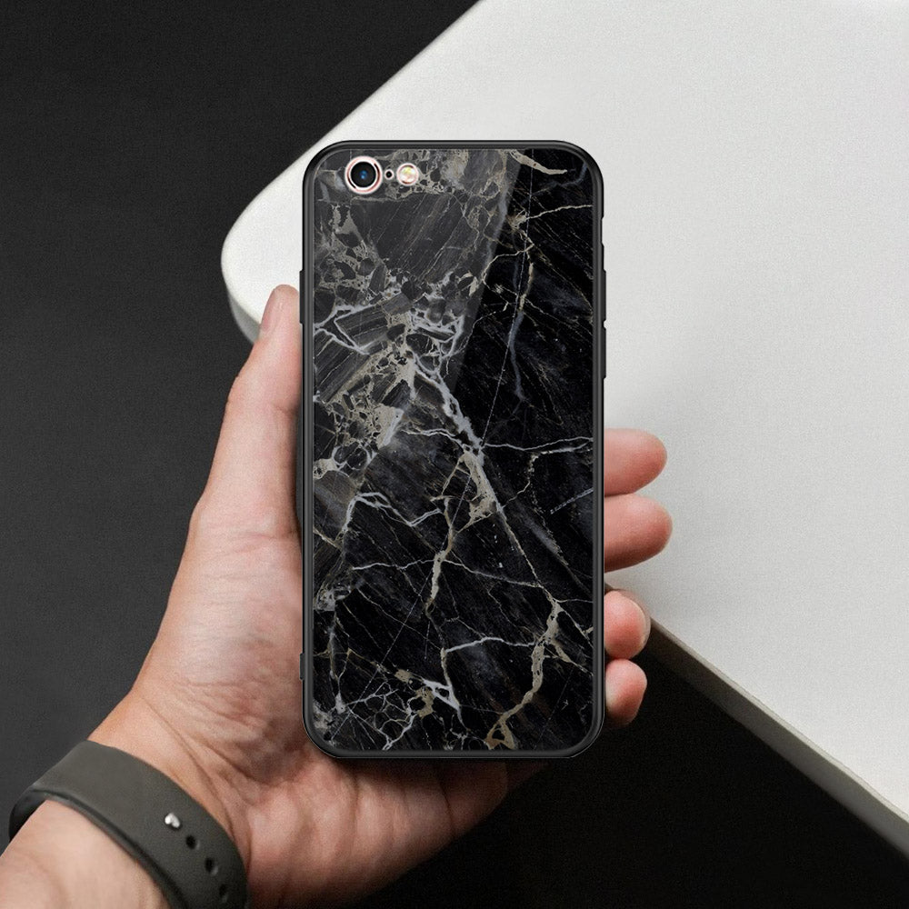 iPhone 6s Plus / 6 Plus Cover - Black Marble Series  - HQ Ultra Shine Premium Infinity Glass Soft Silicon Borders Case