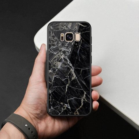 Samsung Galaxy S8 Plus Cover - Black Marble Series  - HQ Ultra Shine Premium Infinity Glass Soft Silicon Borders Case