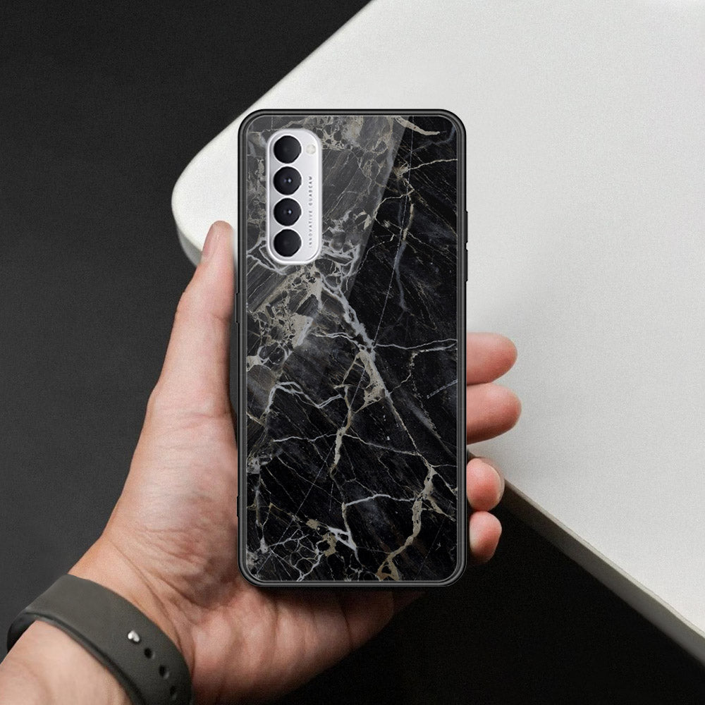 Oppo Reno 4 Pro Cover - Black Marble Series  - HQ Ultra Shine Premium Infinity Glass Soft Silicon Borders Case