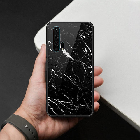 Honor 20 Pro Cover - Black Marble Series  - HQ Ultra Shine Premium Infinity Glass Soft Silicon Borders Case