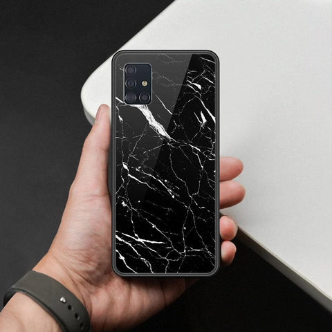 Samsung Galaxy M40s Cover - Black Marble Series  - HQ Ultra Shine Premium Infinity Glass Soft Silicon Borders Case