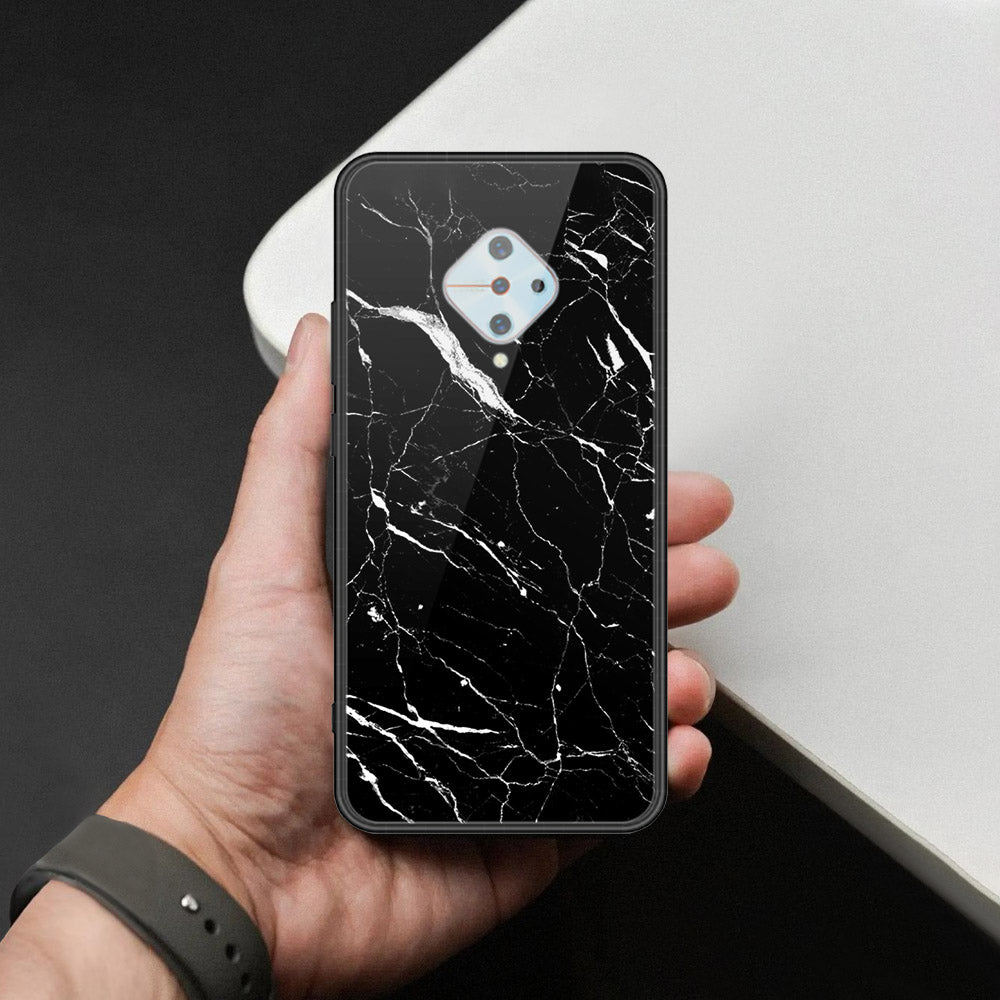 Vivo S1 Pro Cover - Black Marble Series  - HQ Ultra Shine Premium Infinity Glass Soft Silicon Borders Case (Fast Delivery)