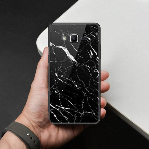 Samsung Galaxy J2 Prime Cover - Black Marble Series  - HQ Ultra Shine Premium Infinity Glass Soft Silicon Borders Case