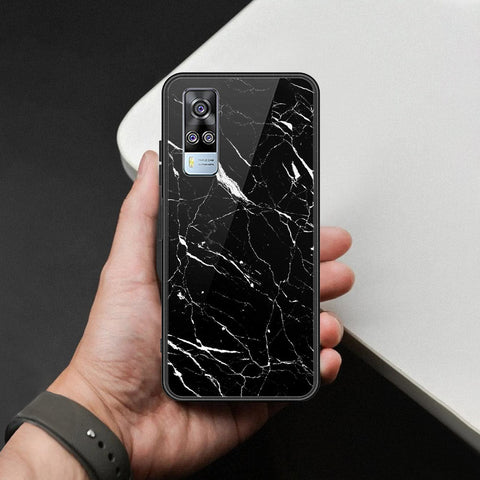 Vivo Y33 Cover - Black Marble Series  - HQ Ultra Shine Premium Infinity Glass Soft Silicon Borders Case