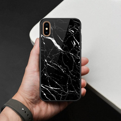 iPhone XS Max - Black Marble Series  - HQ Ultra Shine Premium Infinity Glass Soft Silicon Borders Case